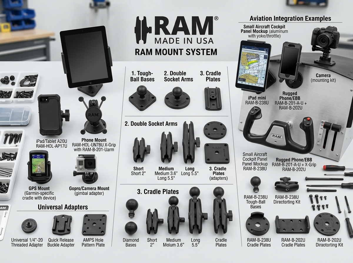 Page: Kompletne zestawy Set. Slot: 204 ram mount uniwersalne sets. Context: RAM MOUNT   Uniwersalne 